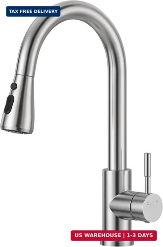 Kitchen faucet with pull - with, down