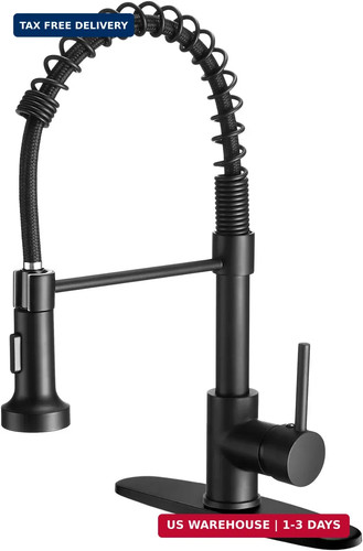 Black kitchen faucet with - black, pull