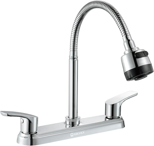Chrome kitchen faucet holes - faucet, 3
